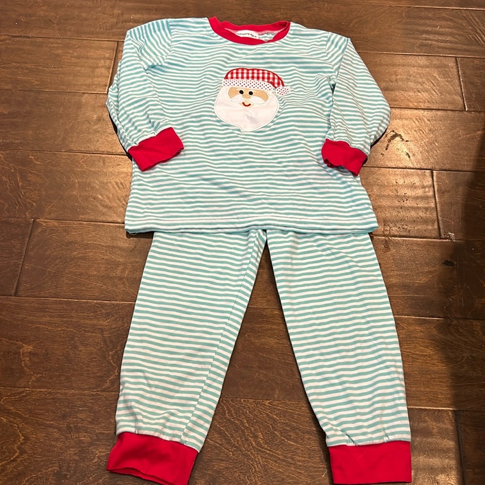 Two piece Santa set 5T/6T striped